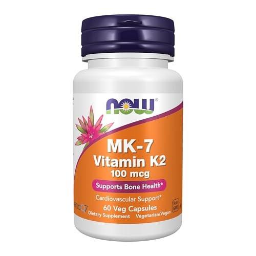 NOW Foods Supplements, MK-7 Vitamin K-2 100 mcg, Cardiovascular Support*, Supports Bone Health*, 60 Veg Capsules - görsel 1