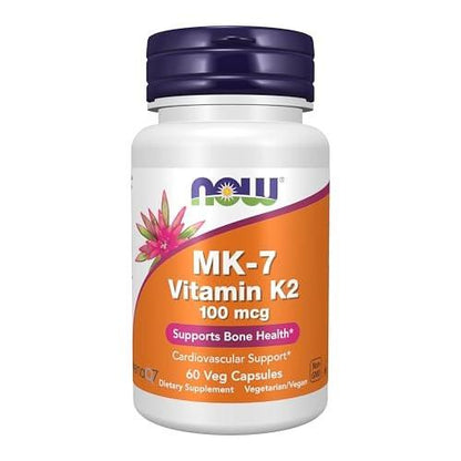 NOW Foods Supplements, MK-7 Vitamin K-2 100 mcg, Cardiovascular Support*, Supports Bone Health*, 60 Veg Capsules