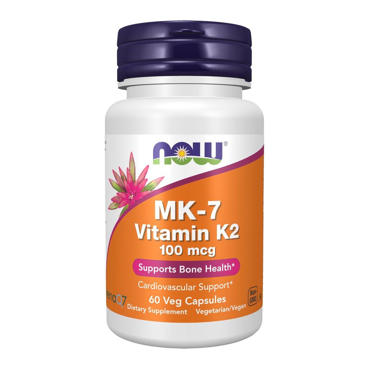 NOW Foods Supplements, MK-7 Vitamin K-2 100 mcg, Cardiovascular Support*, Supports Bone Health*, 60 Veg Capsules - görsel 2