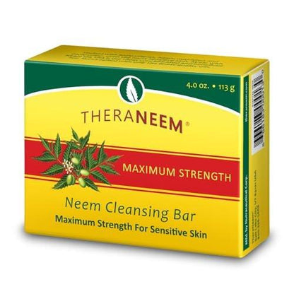 TheraNeem Neem Oil Cleansing Soap Bar for Sensitive Skin - Body Wash Bar for Women & Men, Made with Organic Olive, Coconut, Palm, & Jojoba Oils, Gentle Clean, Natural Herbal Cleanser - 4.5 oz
