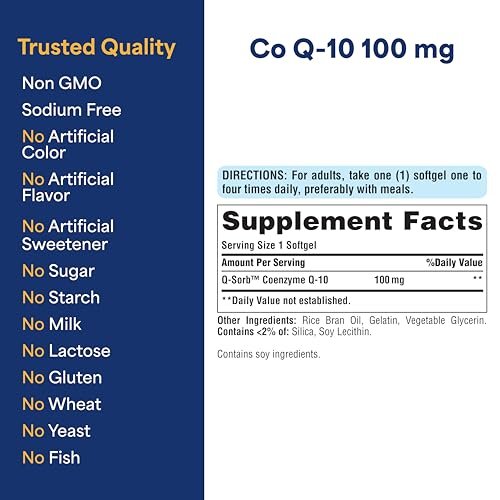 Puritan's Pride Coenzyme CoQ10 100mg, – Form: Rapid-release softgels – Image 9