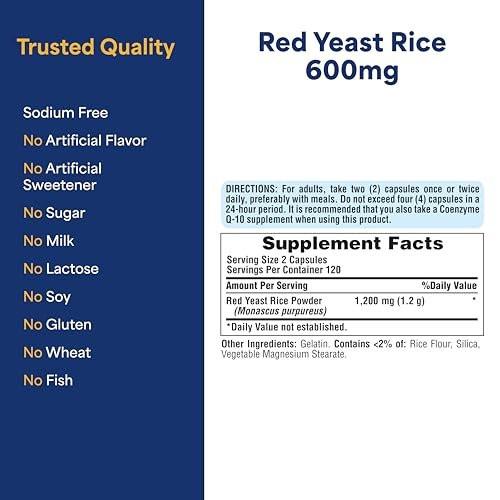 Puritan's Pride Doctors Trust® Red Yeast Rice 600mg, Dietary Supplement, 240 Rapid Release Capsules - görsel 1