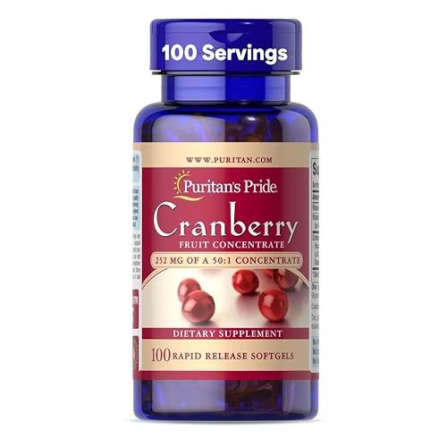 Puritan's Pride Premium Cranberry Fruit Concentrate 252mg with Vitamins C and E, Dietary Supplement for Immune System Support, 100 Rapid Release Softgels - görsel 2