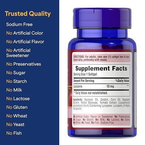 Puritan's Pride Premium Lycopene 10mg, Dietary Supplement for Prostate, Antioxidant, Heart Health, and Overall Health Support, 100 Rapid Release Softgels - görsel 9