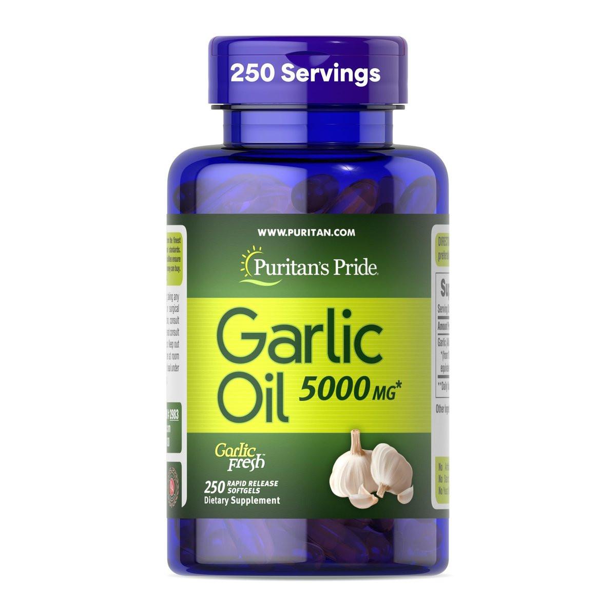 Puritan's Pride Premium Garlic Fresh, Traditional Dietary Supplement for Heart Health and Circulation Support with Antioxidant Properties, 250 Rapid Release Softgels - görsel 1