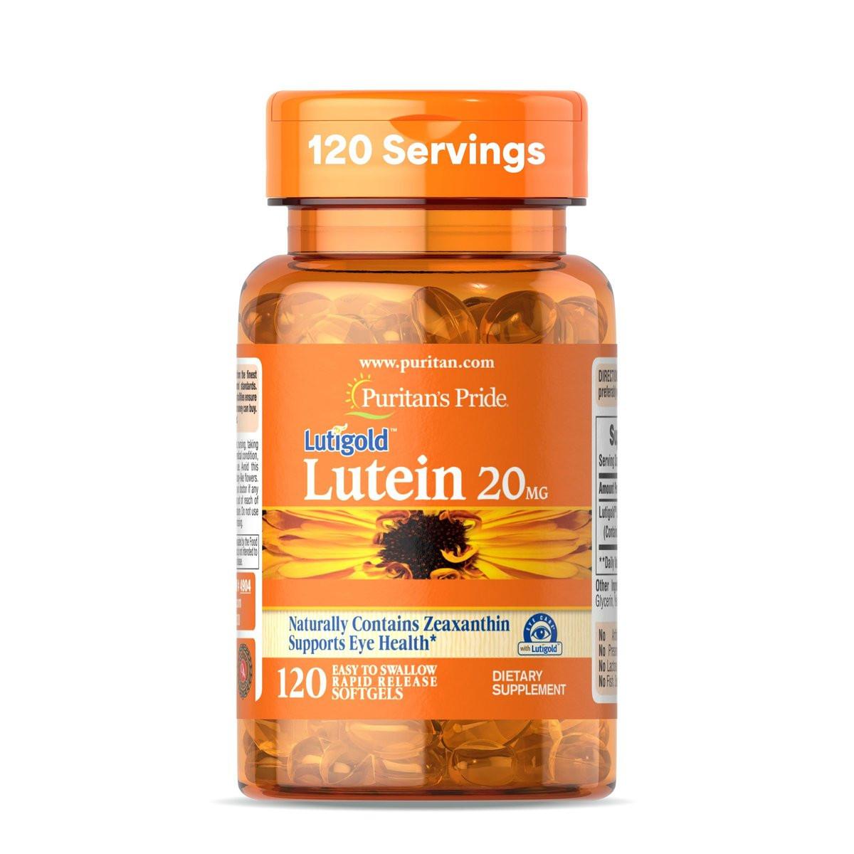 Puritan's Pride Premium Lutigold™ Lutein Carotenoid 20mg with Zeaxanthin for Men and Women, Dietary Supplement for Eye Health Support, 8 Month Supply, 120 Easy-to-Swallow Softgels - görsel 6