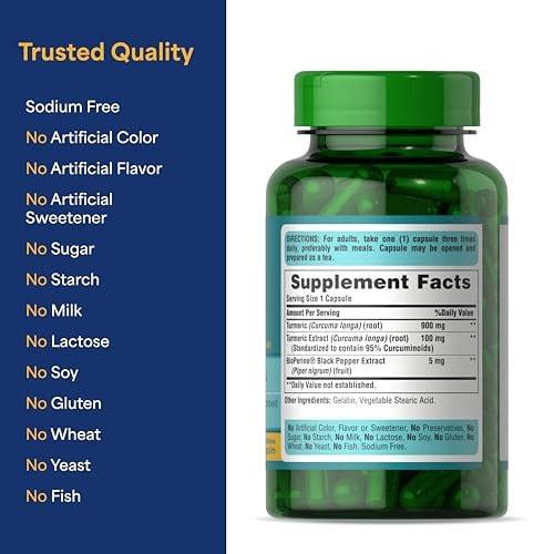 Puritan's Pride Turmeric Curcumin 1,000mg, Standardized to 95% Curcuminoids, Herbal Dietary Supplement for Antioxidant Health, 60 Rapid Release Capsules - görsel 12