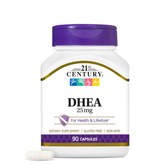 21st Century DHEA 25 mg Capsules (90 Count), Hormone Balance Dietary Supplements, DHEA Supplement for Women & Men Gluten-Free, Non-GMO, No Added Preservatives or Artificial Flavors