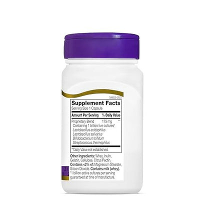 21st Century Acidophilus Probiotic Blend Capsules (100 Count), Daily Probiotic Supplement with Lactobacillus Acidophilus, Supports Digestive Health & Immune System, Non-GMO, Gluten-Free