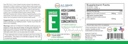 UNIQUE E A.C. Grace Company, Mixed Tocopherols Concentrate Softgels, 30 Count