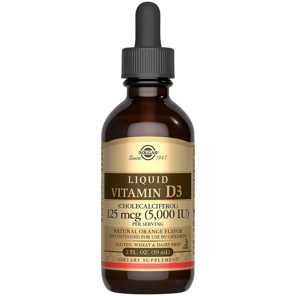 Solgar Liquid Vitamin D3 125 mcg (5,000 IU), 2 fl oz - Delicious, Natural Orange Flavor - Helps Maintain Healthy Bones & Teeth - Immune System Support - Gluten Free, Dairy Free, Kosher - 59 Servings - görsel 3