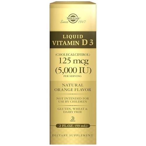 Solgar Liquid Vitamin D3 125 mcg (5,000 IU), 2 fl oz - Delicious, Natural Orange Flavor - Helps Maintain Healthy Bones & Teeth - Immune System Support - Gluten Free, Dairy Free, Kosher - 59 Servings - görsel 2