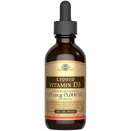 Solgar Liquid Vitamin D3 125 mcg (5,000 IU), 2 fl oz - Delicious, Natural Orange Flavor - Helps Maintain Healthy Bones & Teeth - Immune System Support - Gluten Free, Dairy Free, Kosher - 59 Servings - görsel 4