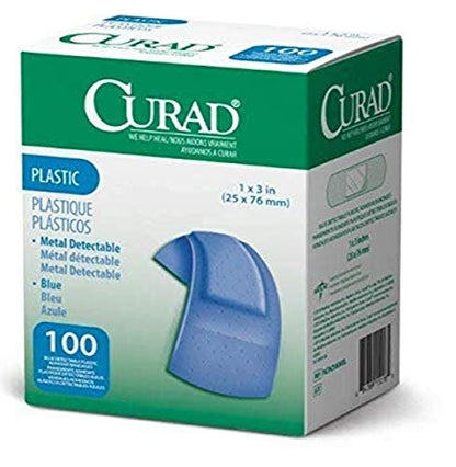 Curad Blue Flex-Fabric Adhesive Bandage, – Metal-Detectable: Each bandage contains a metal-detectable component – Image 1