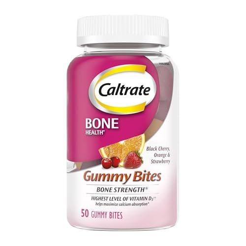 Caltrate Gummy Bites 500 mg Calcium and Vitamin D Supplement, Black Cherry, Strawberry, Orange - 50 Count - görsel 3