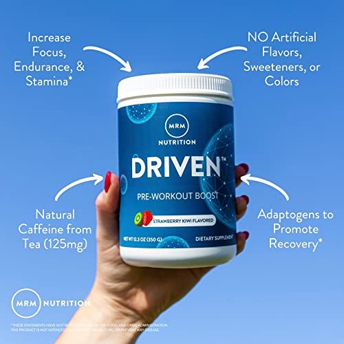 MRM Nutrition Driven Pre Workout Powder - Clean Preworkout for Women & Men, Supports Energy, Focus & Strength with Beta-Alanine & Caffeine, Vegan, Gluten-Free - 29 Servings, Mixed Berry Flavor - görsel 10