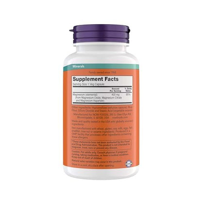 NOW Foods Supplements, Magnesium 400 mg, Supports Energy Production, Enzyme Function, Nervous System Support, 360 Veg Capsules