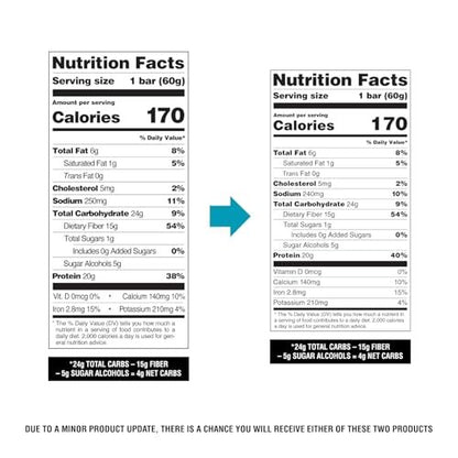 Quest Nutrition Chocolate Brownie Protein Bar, 20g Protein, 1g Sugar, 4g Net Carb, High Fiber, Gluten Free, 12 Count