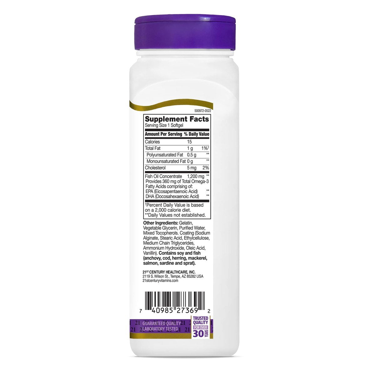 21st Century Fish Oil 1200 mg Enteric Coated Softgels, 90 Count - görsel 9