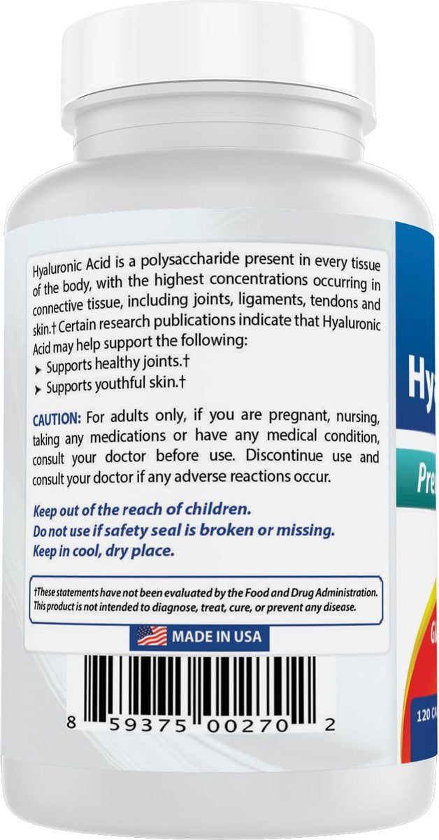 Best Naturals Hyaluronic Acid 100 mg 120 – High Potency: Each capsule provides 100 mg of pure hyaluronic acid, – Image 11