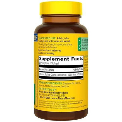 Nature Made Vitamin B12 1000 mcg, B12 Vitamins, Dietary Supplement for Energy Metabolism Support, 160 Time Release Tablets, 160 Day Supply