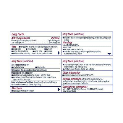 Benadryl Original Strength Anti-Itch Cream, Bug Bite Itch Relief, Diphenhydramine HCl Topical Analgesic & Zinc Acetate Skin Protectant, Great for Camping Essentials, 1 oz, 2 Pack