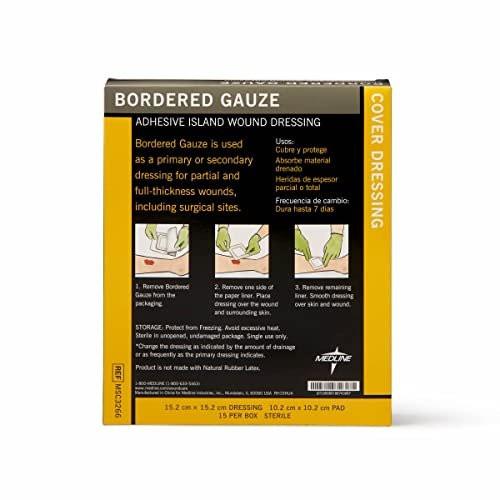 Medline Bordered Gauze, 6" x 6" Adhesive Island Wound Dressing, Sterile, 15 Count - görsel 7