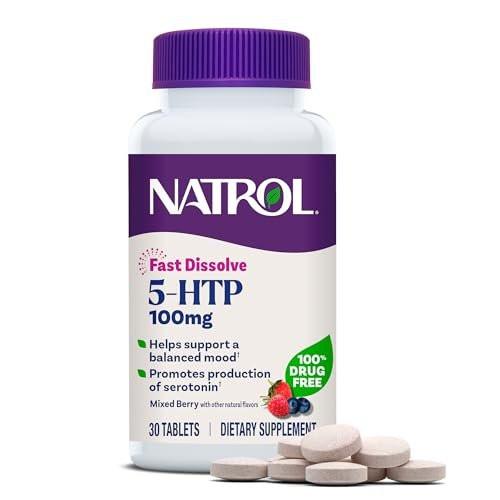 Natrol 5-HTP 100 mg Fast Dissolve Tablets, Mixed Berry, 30 Count – Supports Balanced Mood & Serotonin Production - görsel 2