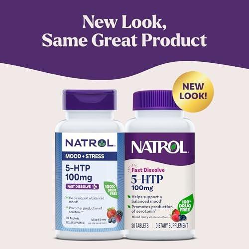 Natrol 5-HTP 100 mg Fast Dissolve Tablets, Mixed Berry, 30 Count – Supports Balanced Mood & Serotonin Production - görsel 4