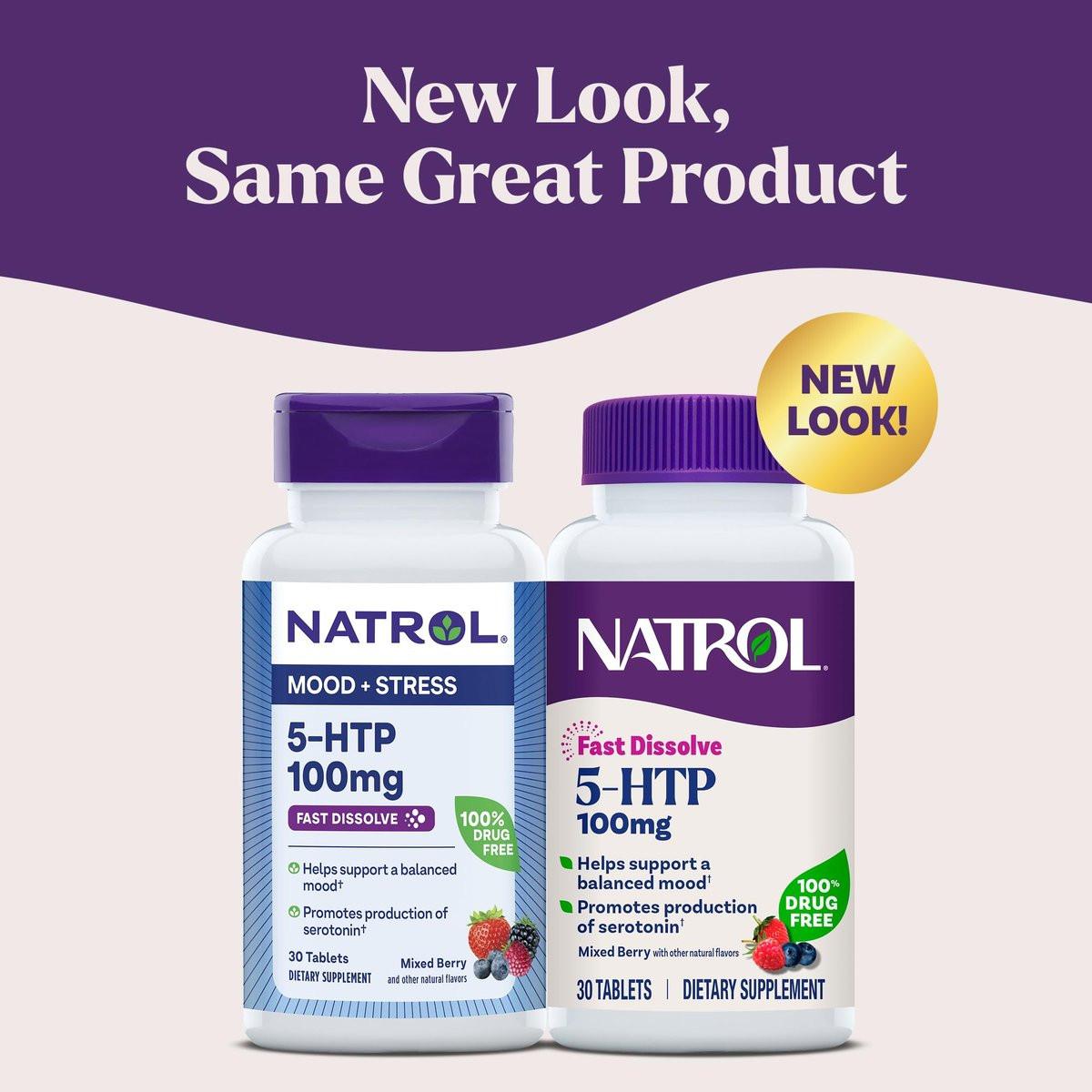 Natrol 5-HTP 100 mg Fast Dissolve Tablets, Mixed Berry, 30 Count – Supports Balanced Mood & Serotonin Production - görsel 3