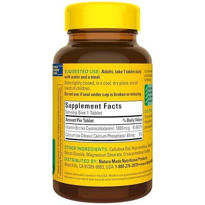 Nature Made Vitamin B12 1000 mcg, B12 Vitamins, Dietary Supplement for Energy Metabolism Support, 160 Time Release Tablets, 160 Day Supply