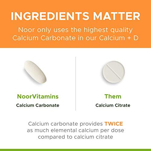 Noor Vitamins Halal Calcium Plus Vitamin D Bone & Immune Support | 600 mg Calcium & 800 IU (20 mcg) D2 per Tablet | aids in Absorption of Calcium into Bones, Non-GMO, Vegetarian & Halal (120 Tablets) - görsel 11