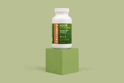 Noor Vitamins Halal Calcium Plus Vitamin D Bone & Immune Support | 600 mg Calcium & 800 IU (20 mcg) D2 per Tablet | aids in Absorption of Calcium into Bones, Non-GMO, Vegetarian & Halal (120 Tablets)