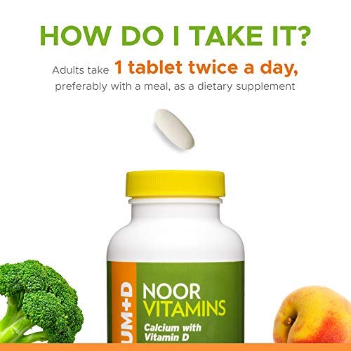 Noor Vitamins Halal Calcium Plus Vitamin D Bone & Immune Support | 600 mg Calcium & 800 IU (20 mcg) D2 per Tablet | aids in Absorption of Calcium into Bones, Non-GMO, Vegetarian & Halal (120 Tablets) - görsel 15