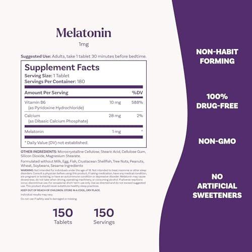 Natrol 1mg Melatonin Tablets - 180 Count, Fast Dissolve, Strawberry Flavor - görsel 12