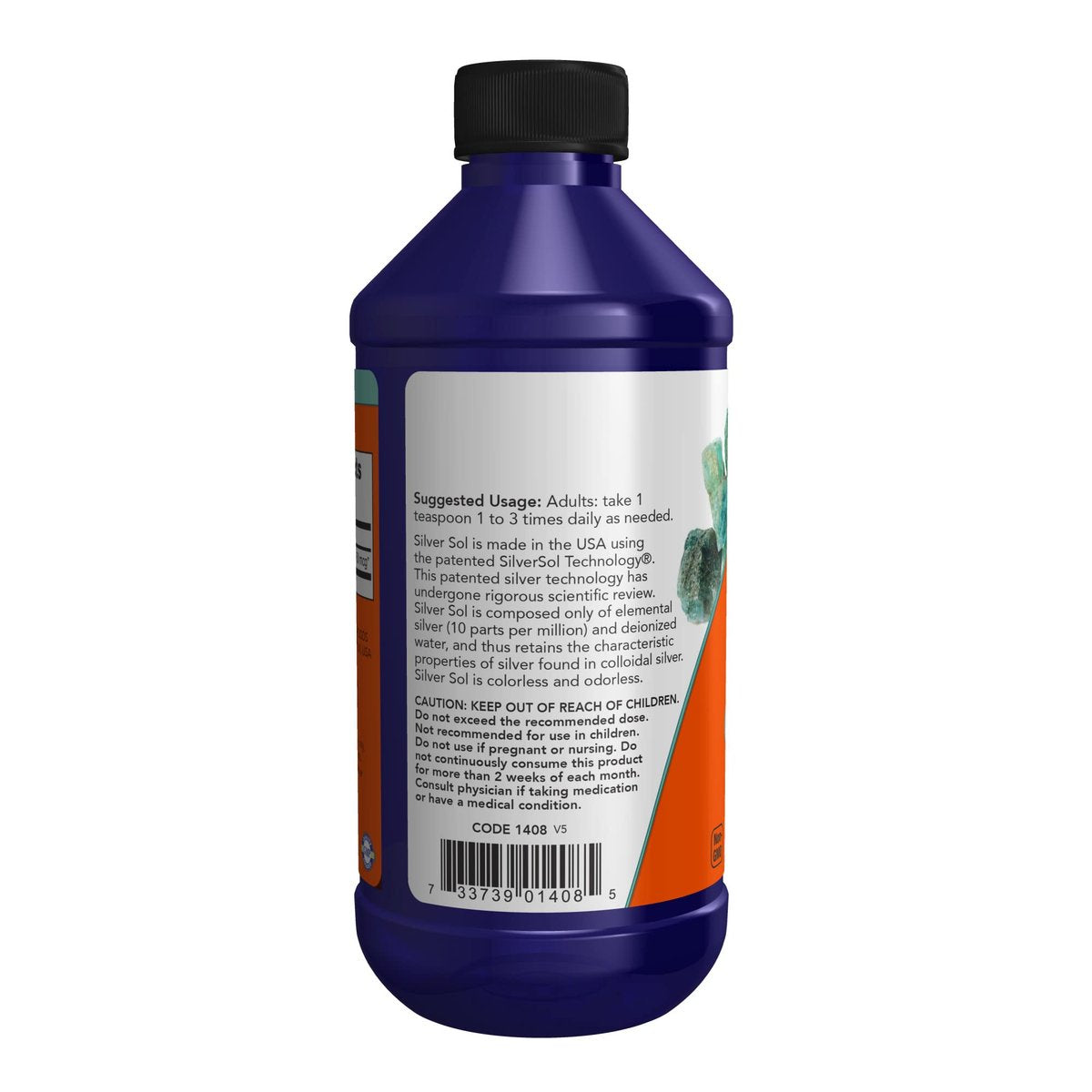 NOW Foods Supplements, Silver Sol 10 PPM with Elemental Silver and Deionized Water, Liquid, 8-Ounce - görsel 1