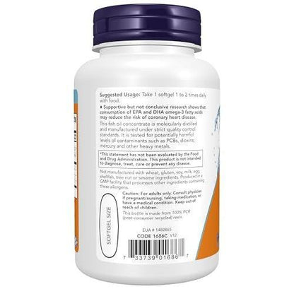 NOW Foods Tri-3D Omega™, Triglyceride Form Omega-3 Fish Oil + Vitamin D-3, Molecularly Distilled, 90 Softgels