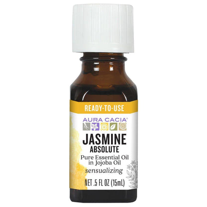 Aura Cacia Precious Essentials Oil Jasmine Absolute with Jojoba, 0.5 fl oz
