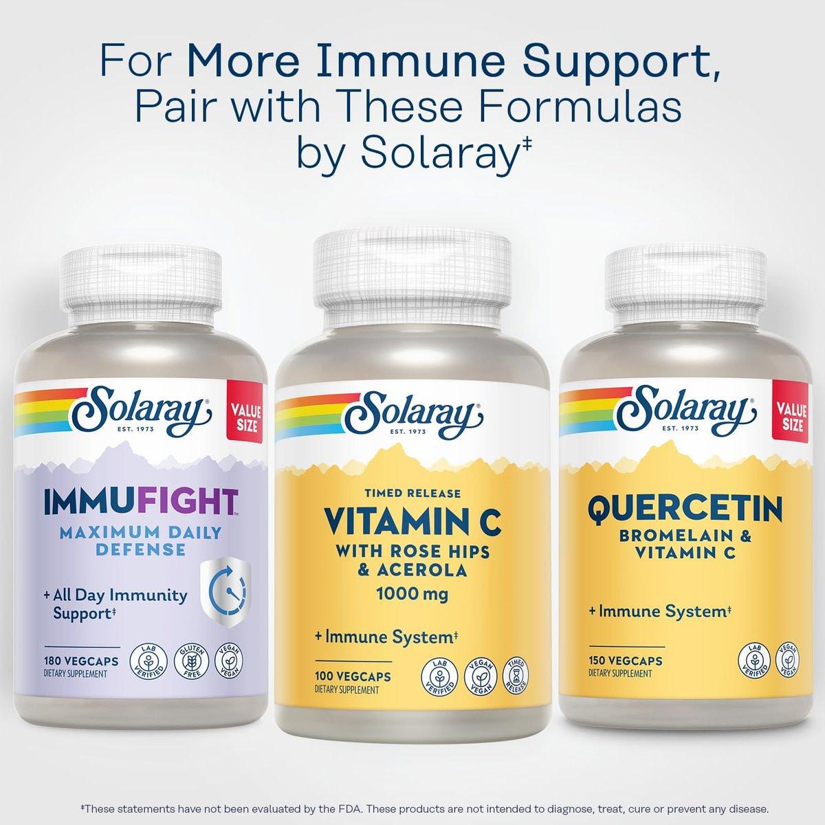 SOLARAY Vitamin C 1000mg - Time Release Vitamin C Capsules w/Rose HIPS and Acerola for Bioflavonoid Support - Two-Stage, All-Day Immune Support - Vegan, 60 Day Guarantee - görsel 5