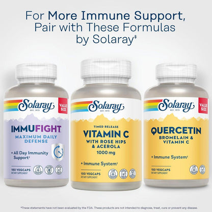 SOLARAY Vitamin C 1000mg - Time Release Vitamin C Capsules w/Rose HIPS and Acerola for Bioflavonoid Support - Two-Stage, All-Day Immune Support - Vegan, 60 Day Guarantee