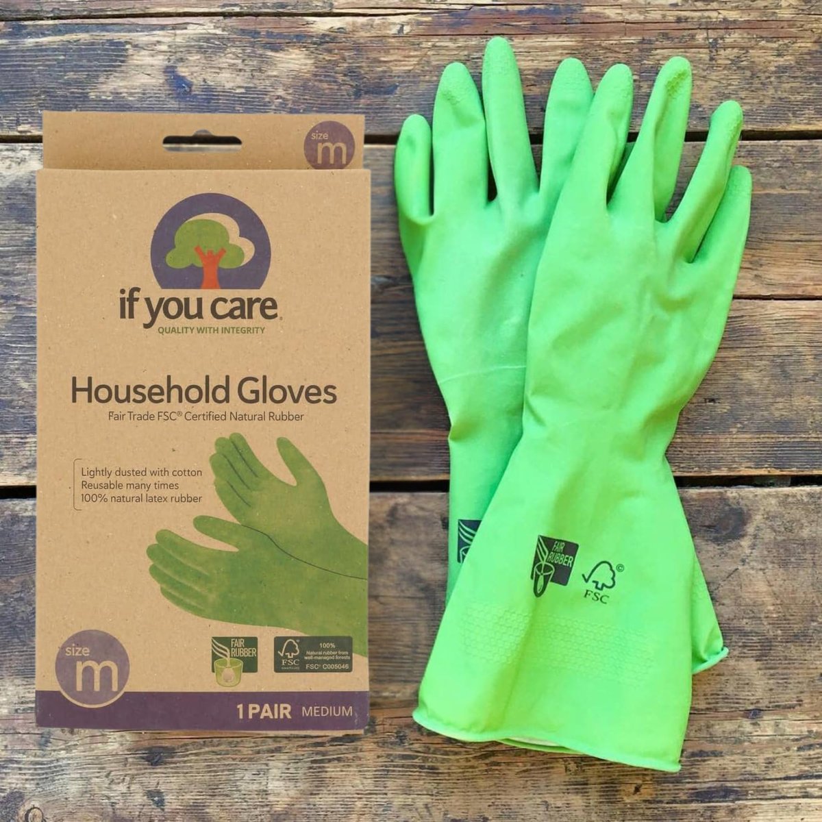 If You Care Medium Cotton Flock Lined Household Gloves – Durable, Reusable, Fair Trade Rubber – 1 Pair - görsel 8