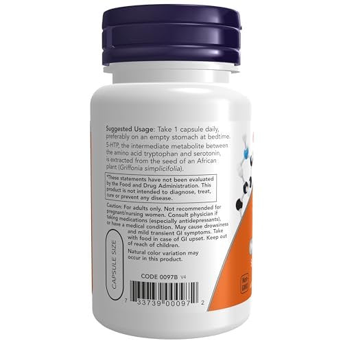 NOW Foods Supplements, 5-HTP (5-hydroxytryptophan) 50 mg, Neurotransmitter Support*, 30 Veg Capsules - görsel 3