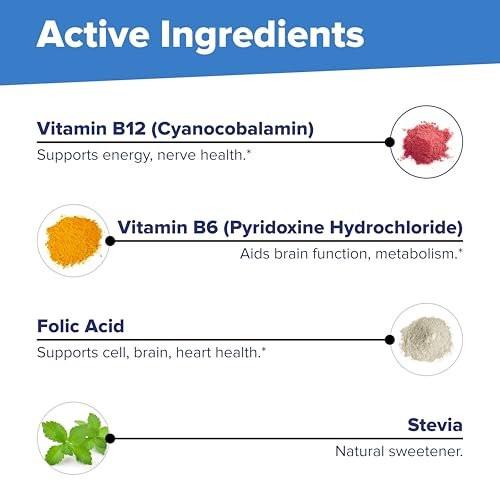 Superior Source No Shot Vitamin B-12 Cyanocobalamin 1000 mcg, B-6, Folic Acid 800 mcg - Support Brain & Heart Health - Aids Natural Energy Levels - 60 Sublingual Dissolving Tablets - görsel 14