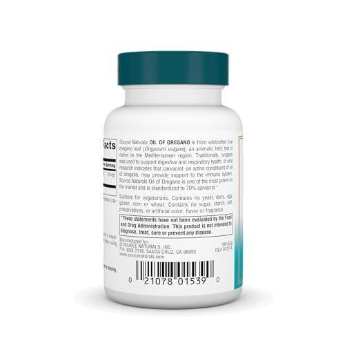 Source Naturals Wellness Oil of Oregano - Standardized to 70% Carvacrol - 60 Vegetarian Capsules - görsel 6