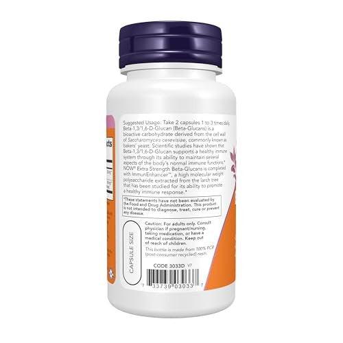 NOW Foods Beta-Glucans with ImmunEnhancer™ Extra Strength, 60 Veg Capsules - görsel 1