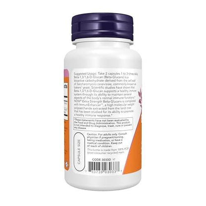 NOW Foods Beta-Glucans with ImmunEnhancer™ Extra Strength, 60 Veg Capsules