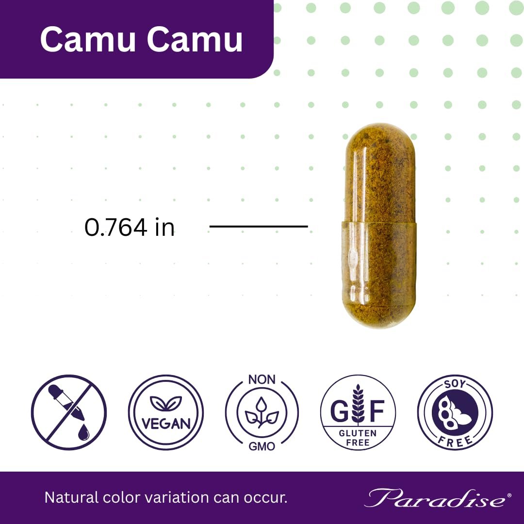 Paradise Herbs, Organic Camu Camu Extract, 400 mg, Rich in Vitamin C, Pure & Potent, Gluten Free, Non-GMO, Vegan, 60 Capsules - görsel 9