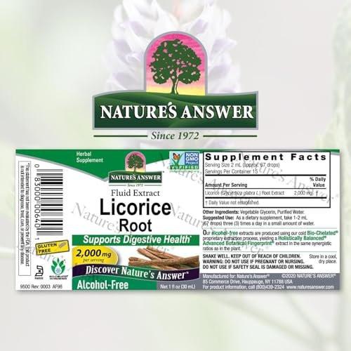Nature's Answer Licorice Root | Herbal Supplement | Supports Digestive Health | Non-GMO & Kosher | Alcohol-Free, Gluten-Free & Vegan 1oz - görsel 1