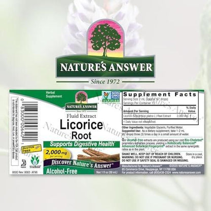 Nature's Answer Licorice Root | Herbal Supplement | Supports Digestive Health | Non-GMO & Kosher | Alcohol-Free, Gluten-Free & Vegan 1oz