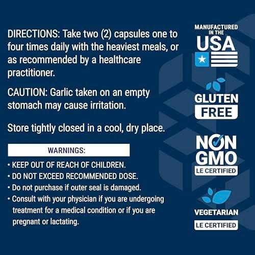 Life Extension Optimized Garlic, standardized Capsules for Heart Health, Immune Support, Cellular detoxification and Healthy platelet Function, Gluten-Free, Non-GMO, Vegetarian, 200 Capsules - görsel 8
